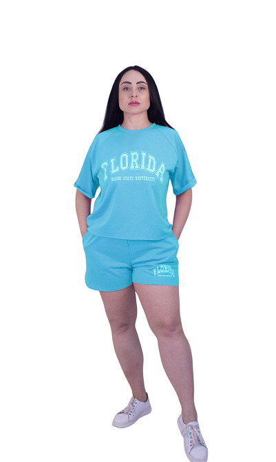 Летний спортивный костюм с шортами Голубой XL-2XL Харьков - изображение 1