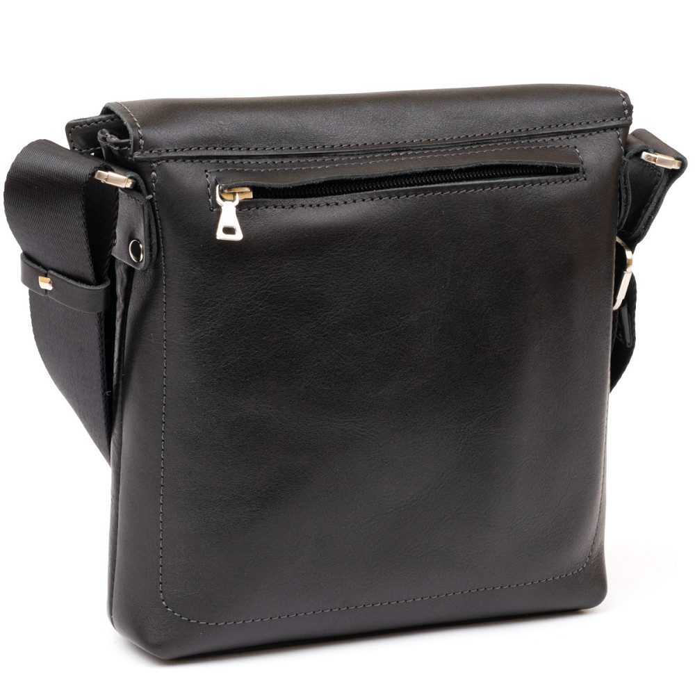 Сумка месенджер в гладкій шкірі Чорна (GRANDE PELLE) Київ - фото 12