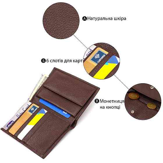 Мужской современный кошелек вертикального формата из натуральной кожи CANPELLINI 21756 Коричневый Киев