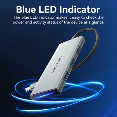 Концентратор Vention USB 3.1 Type-C to HDMI/USB 3.0x3/SD/TF/PD 100W 7-in-1 (TOPHB) Вінниця - фото 9