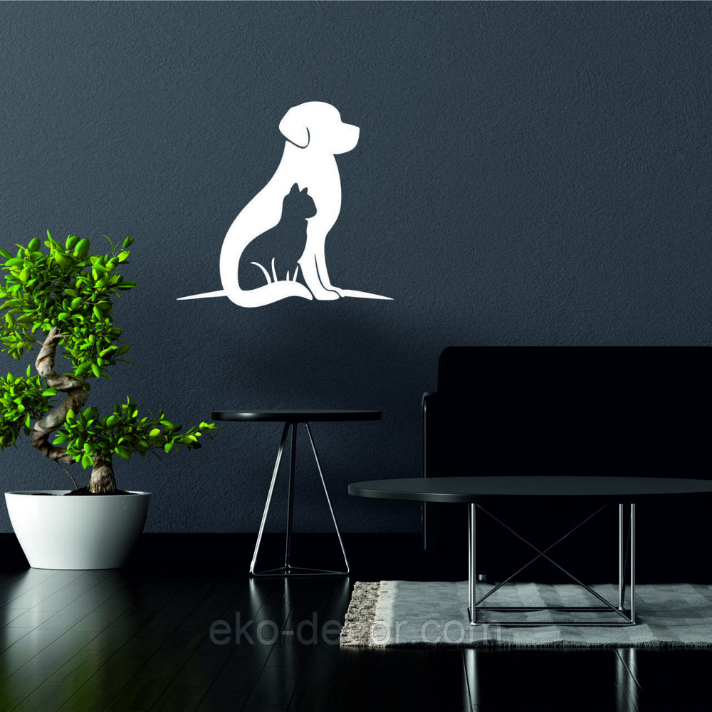 Декоративне настінне 3D Панно «Собака та кіт» Декор на стіну з об'ємом Київ - фото 2