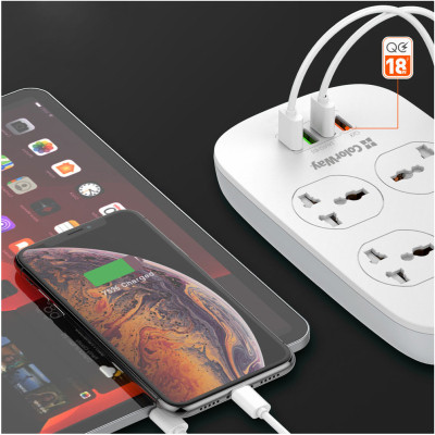 Мережевий фільтр живлення ColorWay 4 розетки/4USB White 1.8м (1QC3.0 + 3 AUTO ID) (CW-CHU44QW) Вінниця - фото 7