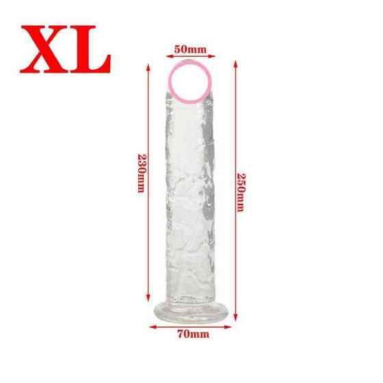 Гелевий фаллос на присосці — 25х5 см прозорий Вінниця