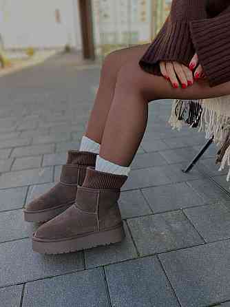 Угги жіночі HENGJI T56-7 шоколадні (зима, замша натуральна) (6010) Коломия