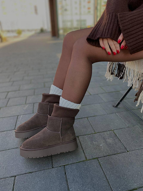 Угги жіночі HENGJI T56-7 шоколадні (зима, замша натуральна) (6010) Коломыя - изображение 2