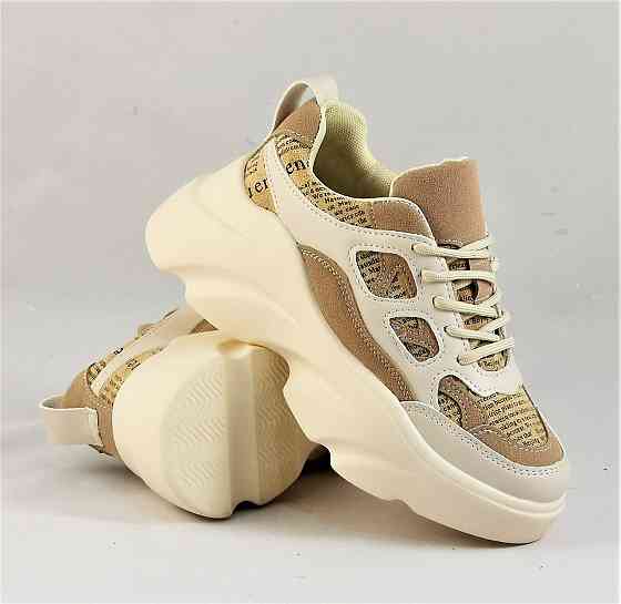 .Кроссовки Женские Бежевые На Высокой Подошве Танкетке Платформе (размеры: 36) - 37-2 Днепр