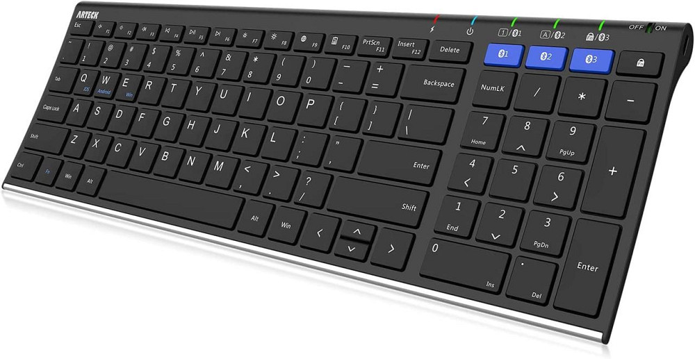 Беспроводная Bluetooth-клавиатура Arteck HB193 полноразмерная, 3 устройства, Windows/iOS/Android/macOS, аккумулятор Киев - изображение 9