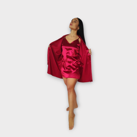 Комплект ночная рубашка с халатом Бордовый XS Харьков
