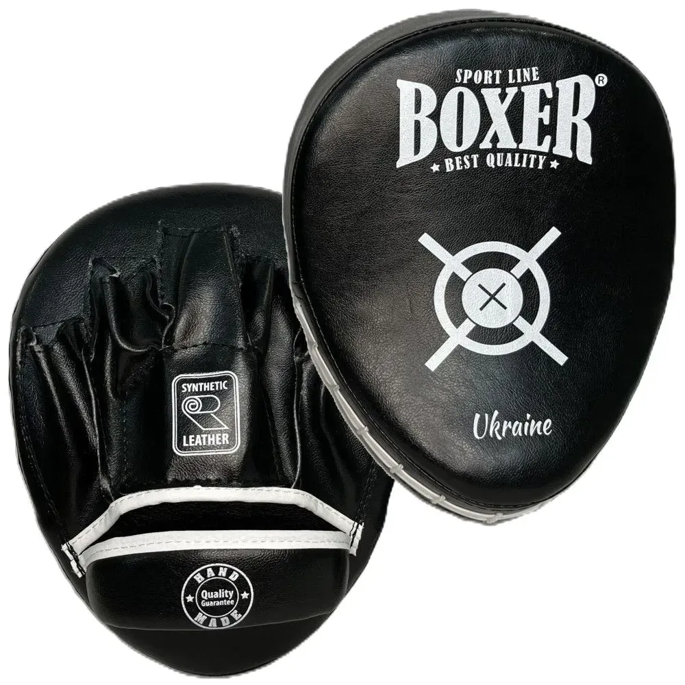 Лапи боксерські ергономічні (гнуті) BOXER NEW 2013-N1,  шкірзам Вишневе - фото 7