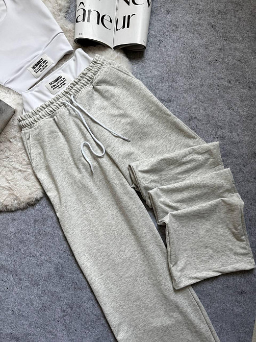 Жіночий прогулянковий костюм-двійка: топ і штани двонитка + мікродайвінг Сірий, 46/48 Одеса - фото 10