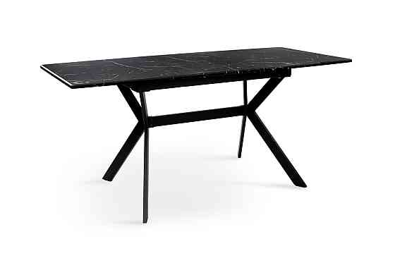 Стіл Хьюстон 130(+40)*77 чорний метал/мрамор чорн Киев