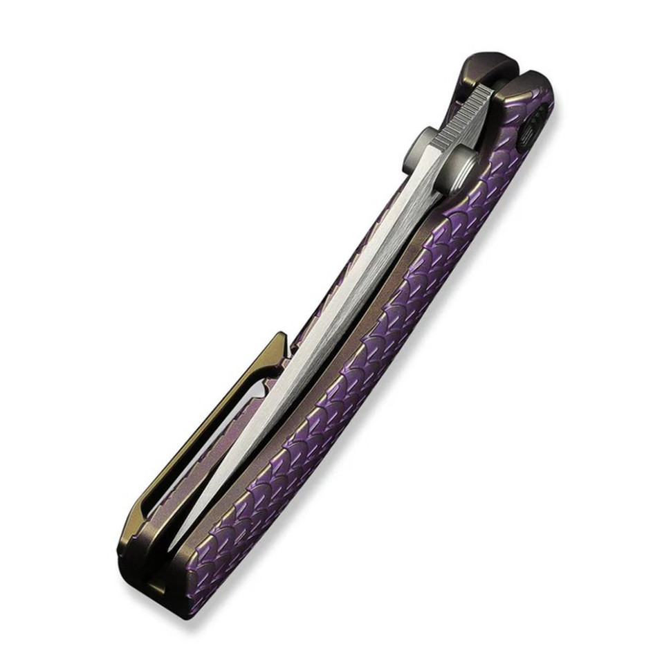Ніж складаний туристичний Weknife Dracarys, (9.1 см) Böhler M390 / титан 6AL4V фіолетовий/золотий Київ - фото 7