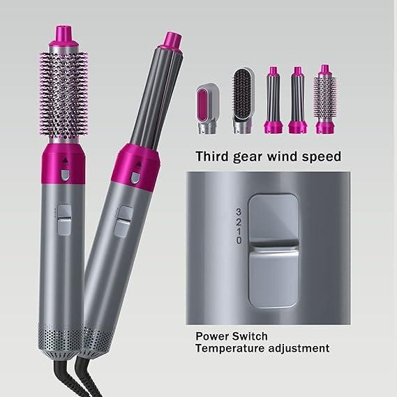 Фен стайлер для волос Volumizer 5в1 YX-818, стайлер для укладки, выпрямления, завивки, сушки, фен-щетка Киев - изображение 2