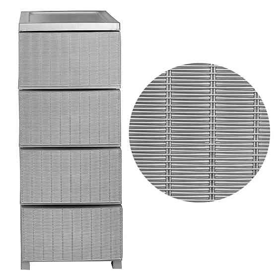 Комод пластиковий "Ротанг" 4 яруси 86*43*34см, R-Plastic, сірий Одеса