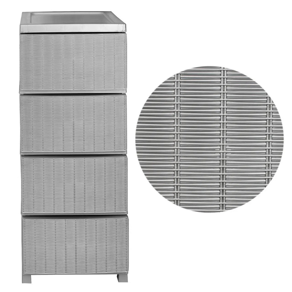 Комод пластиковий "Ротанг" 4 яруси 86*43*34см, R-Plastic, сірий Одеса - фото 2