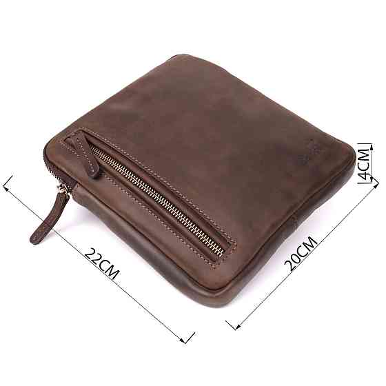 Практична сумка для чоловіків на плече з натуральної вінтажної шкіри Shvigel 23149 Коричневий Київ