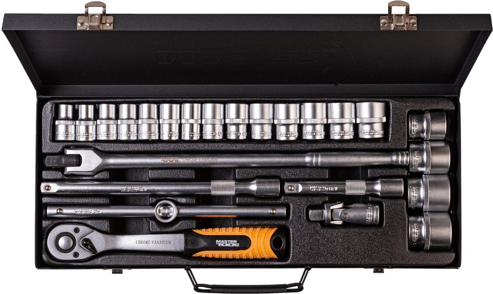 Набір інструментів MASTERTOOL PROFI ½" 24 шт 10-32 мм CrV50BV30 металевий кейс 78-4124 Коломыя - изображение 7
