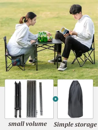 Стол + 2 стула STD-02 стол складной прямоугольный коричневый,(Д530*Ш550*В500мм), стулья металл+ткань (40*40*35), сумка Коломия