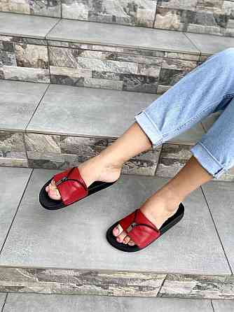 Flex Шльопанці жіночі Flex червоні (літо, шкіра натуральна) (1865) Коломыя