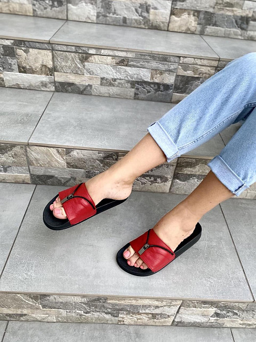 Flex Шльопанці жіночі Flex червоні (літо, шкіра натуральна) (1865) Коломыя - изображение 2