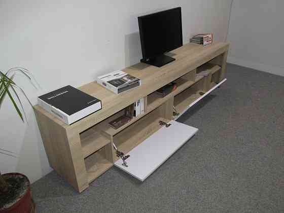 Тумба под телевизор с 5 полками М-ЗОН Джеко 200 Сонома/Нимфея Альба (белый) (MZN-031038) Днепр