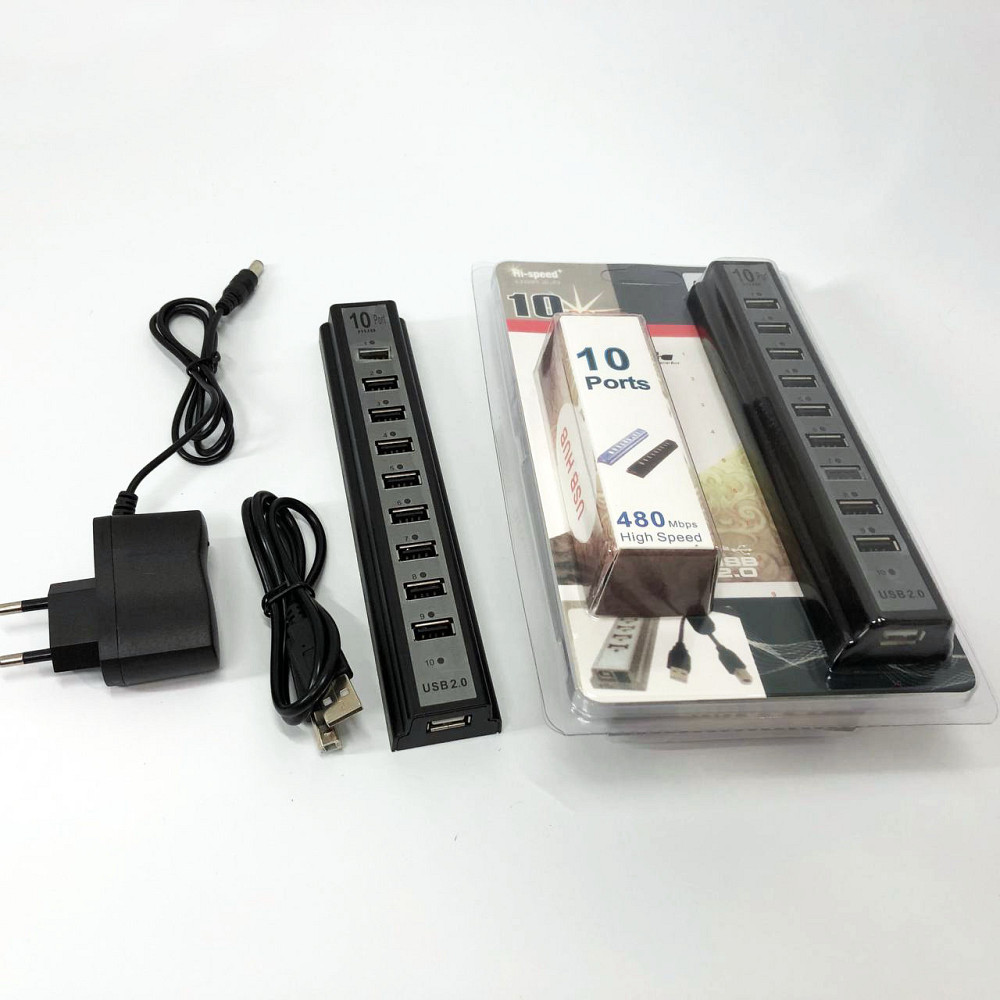 Розгалужувач USB HUB на 10 портів з активною зарядкою 220V, Розгалужувач юсб, Хаб для ноутбука NB-18 Львів - фото 10