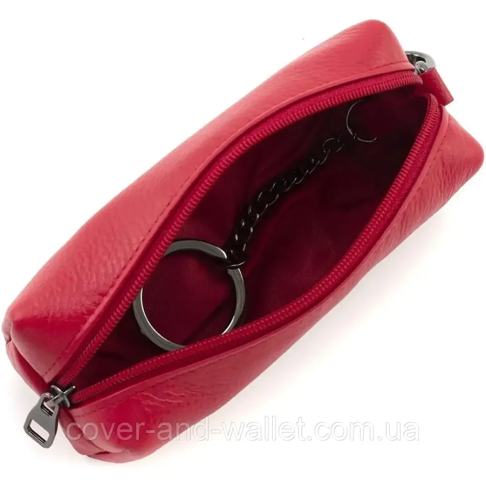 Кожаная женская ключница на молнии Marco Coverna W005 Red Киев - изображение 2