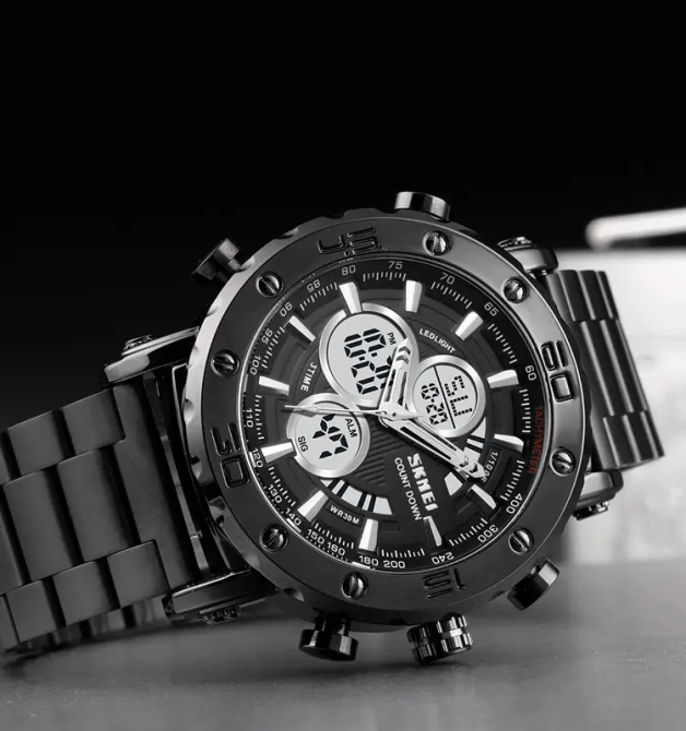 Мужские часы Skmei 1636 с браслетом Черный с белым Винница - изображение 4