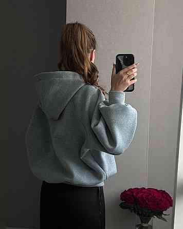 Жіноча базова тепла худіоверсайз тринитка на флісі Меланж Одеса