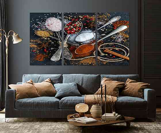 Модульная картина в гостиную / спальню  Сіль Перець Паприка   ART-029_3A 100х150 см Киев