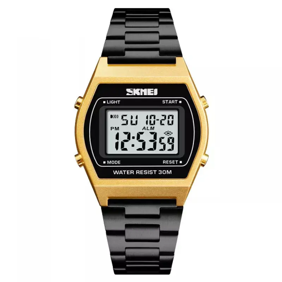 Наручные электронные ретро часы Skmei 1328 Золотистый Киев