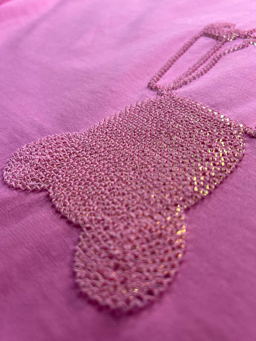 Футболка женская A-N 2396 оверсайз с мишкой и блестками, розовый, one size Киев - изображение 12