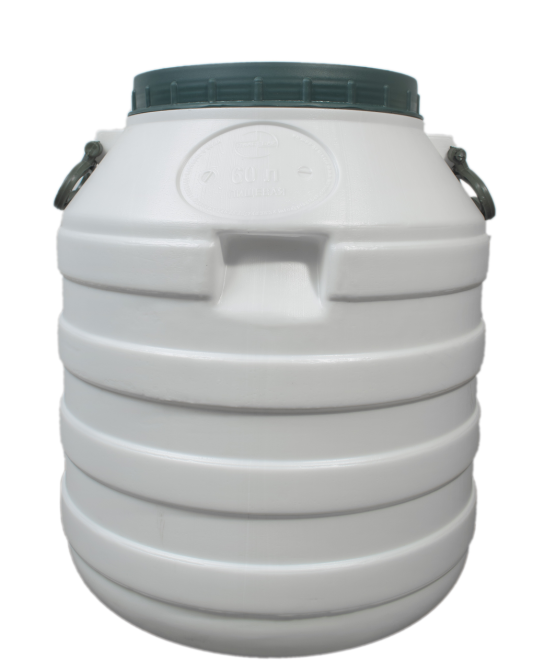 Бочка  пищевая  60 л белая пластиковая  низкая бидон  широкая горловина для молока и воды Днепр - изображение 1