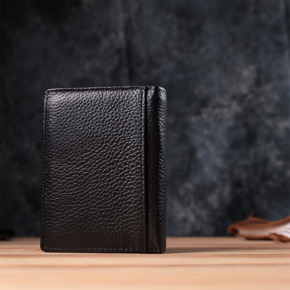 Зручний чоловічий шкіряний гаманець у два складання Vintage sale_15093 Чорний Київ - фото 10