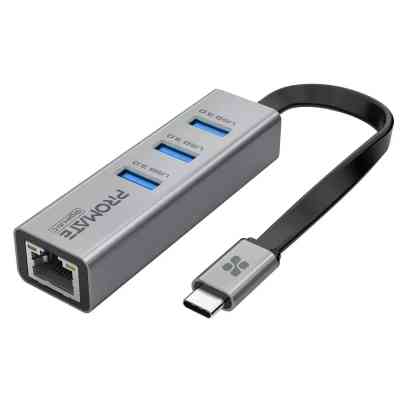 Концентратор Promate USB Hub 4 ports gigahub-c.grey (gigahub-c.grey) Винница