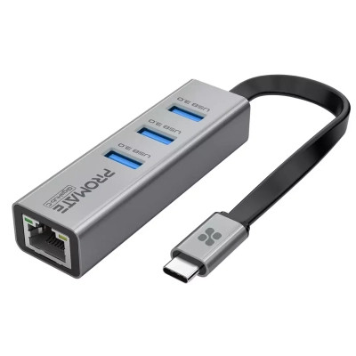 Концентратор Promate USB Hub 4 ports gigahub-c.grey (gigahub-c.grey) Вінниця - фото 1
