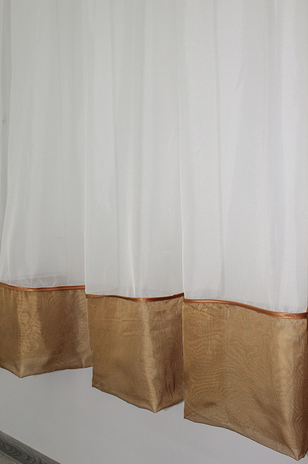 Кухонна фіранка VR-Textil № 047к коричневий з молочним 280х170 см (59-010) Київ - фото 4