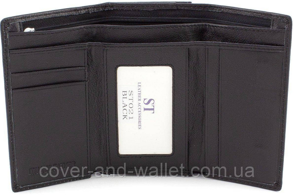 Бордовый женский кожаный кошелек среднего размера на магнитах Marco Coverna 1418 Черный Киев - изображение 5