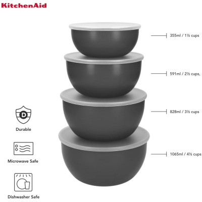 Миска KitchenAid Coreline, набір 4 шт, з кришкою, сірий (KQG176OSCGG) Винница - изображение 5
