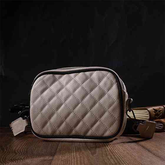 Сумка крос-боді прямокутна з натуральної шкіри Біла (Vintage) Київ