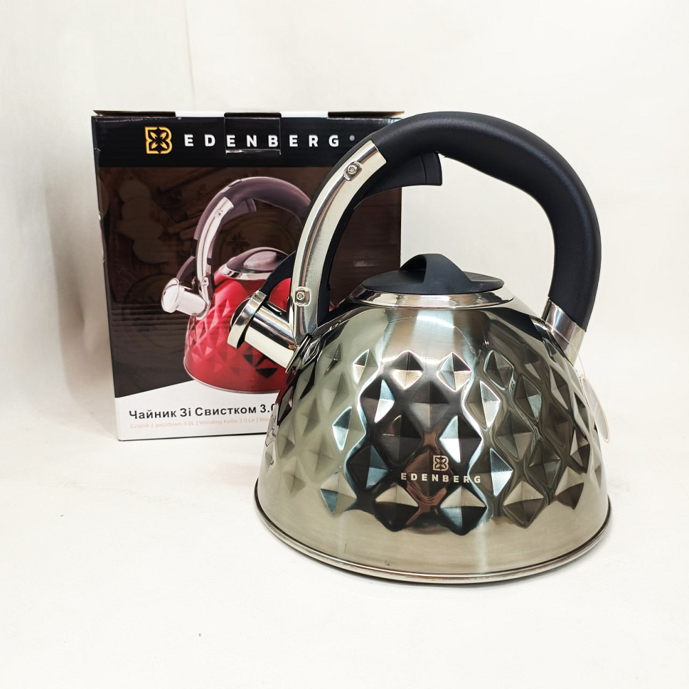 Чайник на три литра для плиты, Чайник с удобным носиком для налива воды Современный со свистком EO-72 Львов - изображение 9
