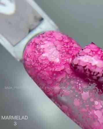 Гель-лак SAGA Marmelade №4 летняя коллекция оттенков мармелада (насыщенный розовый с хлопьями) 9 мл. Киев