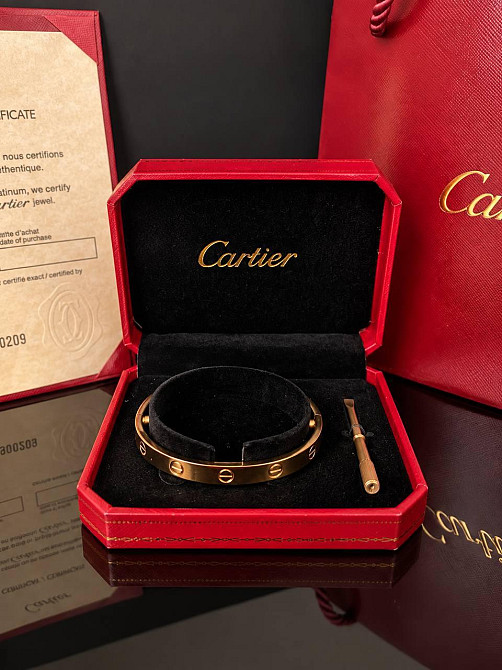 Браслет Cartier з викруткою | Напилення лимонним золотом, циркони | Красива подарункова упаковка - коробочка з оксамитом та пакет Одеса - фото 13