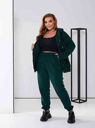 Женский спортивный костюм c нашивками Walker батал 54-56, Темно-зеленый Киев