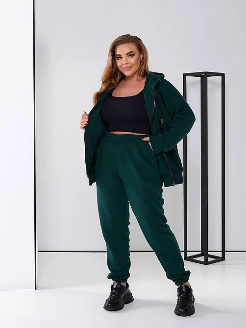 Жіночий спортивний костюм з нашивками "Walker" оптом | Батал Темно-зелений, 54-56 Київ - фото 6