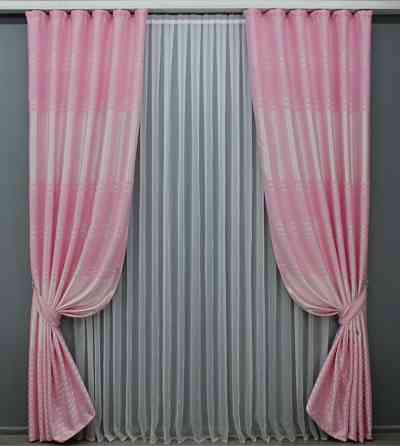 Комплект готовых штор VR-Textil Софт № 1414ш Розовый 150х270 см 2 шт (33-0282) Киев