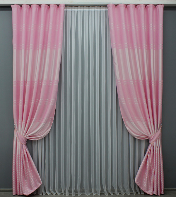 Комплект готовых штор VR-Textil Софт № 1414ш Розовый 150х270 см 2 шт (33-0282) Киев - изображение 2
