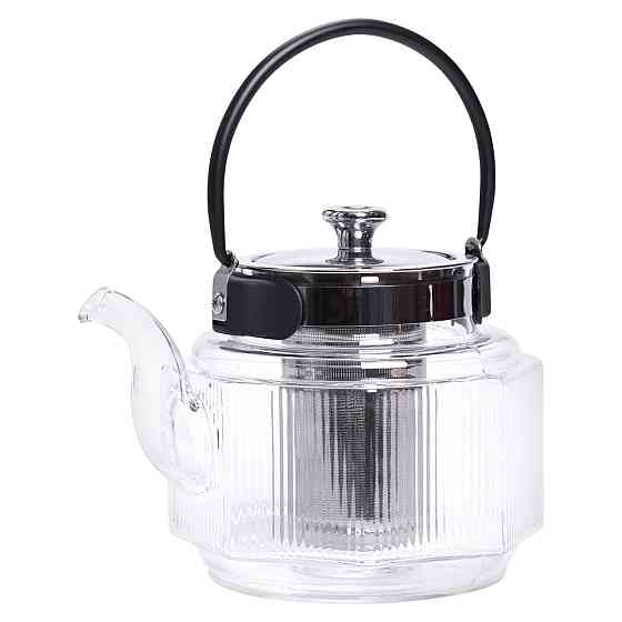 Заварник скляний чайник 1.1 л з ручкою і фільтром прозорий HP-33-4 Київ