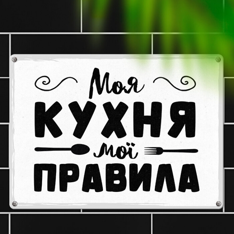 Табличка интерьерная металлическая Моя кухня мої правила Вінниця - фото 1