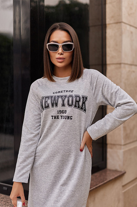 Спортивна трикотажна сукня з написом "Freedom" | Норма і батал Сірий, 42-44 Київ - фото 4